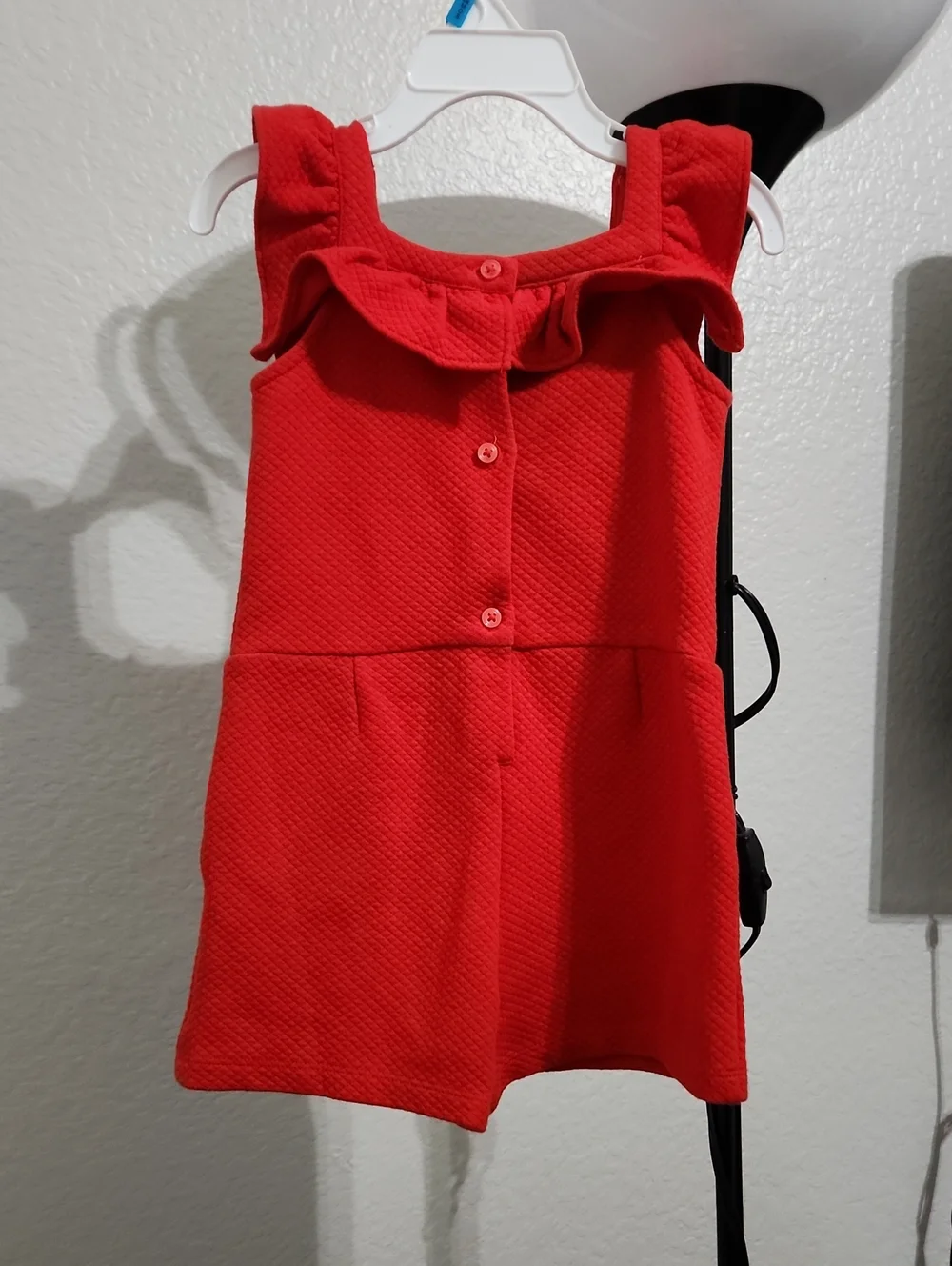 Janie and Jack Toddler Girl's Red Ruffle Romper with White Lace Trim: Size 2T